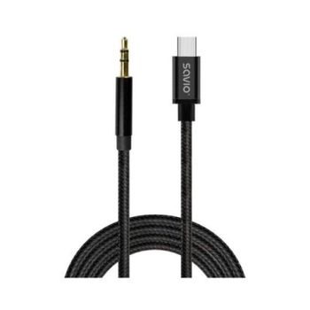 Cable de audio Savio CL-188 USB-C a minijack 3,5 mm 2 m DAC integrado