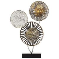 figura decorativa de metal dorado y plateado 44 cm circulos estilo rustico uranium
