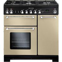 rangemaster kitchener 90 dual fuel range cooker - cream  chrome cream