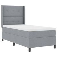 cama box spring led con cabecera gris claro 90 x 200 cm tela vidaxl