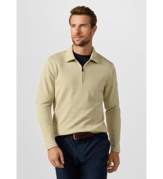 Hackett London para hombre. HM5800134 sudadera polo con cremallera y logo waffle beige (XL), Casual, Poliéster, Manga larga