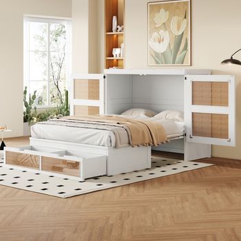Cama Tapizada 180*200 Cm Iluminación Led  Toma Usb Cabecero Con Estantes  Sistema De Almacenamiento Hidráulico Tejido De Lino Gris.