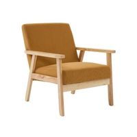 sillon escandinavo de madera y pana mostaza