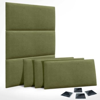 Dhome Juego De 6 Paneles Tapizados De Tela Autoadhesivos Para Pared Acústicos Absorbentes Protección Impactos Cabeceros (verde, 60x50cm, X6)