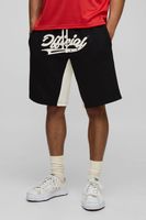 relaxed official applique long length gusset shorts negro