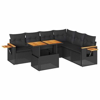 Set Sofás Jardín Y Cojines 6 Piezas Ratán Sintético Acacia Negro