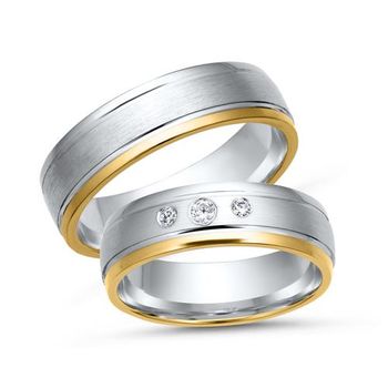 Alianzas 8 quilates oro amarillo-blanco 3 diamantes