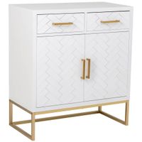 aparador 2 cajones y 2 puertas de madera y metal blanco 80x395x89