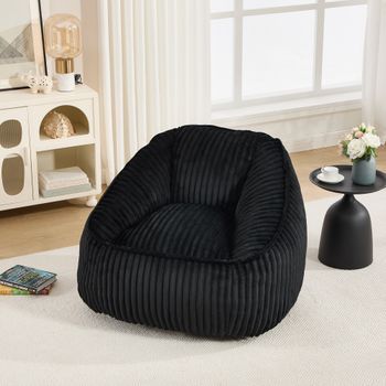 Sillón Tipo Bean Bag Negro De 98 X 92 X 73 Cm Con Relleno De Espuma Viscoelástica