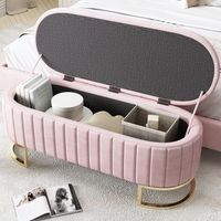 banco con almacenamiento - mueble para dormitorio - terciopelo - rosa 120x399x43cm