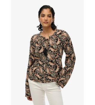 Superdry para mujer. W6012101A Blusa estmpada multicolor (XS), Casual, Viscosa, Manga larga