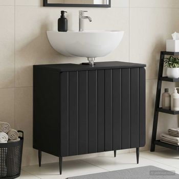 Vidaxl Mueble De Lavabo Para Baño Zwolle Negro 59,5 X 31,5 X 59 Cm