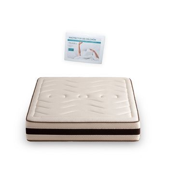 Colchón Viscoelástico 140x190 Altura 26 Cm Con Protector Rizo De 140, Hypna