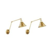 conjunto de 2 lamparas de pared modernas pantalla de metal brazo oscilante ajustable dorado narva