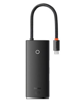 Hub Baseus 4 puertos 5Gbps modelo WKQX050101 USB-C HDMI SD ABS Negro