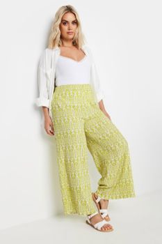 Yours Pantalones Anchos De Estampado Amarillo, Mujer Curvy Y Tallas Grandes, Yours