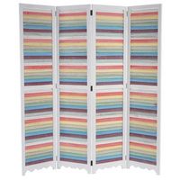 biombo de 4 paneles en madera blanca y coloreada 170x160cm par04037