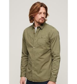 Superdry para hombre. M4010680A Camisa Merchant Store verde (XXL), Casual, Algodón, Clásico, Manga larga