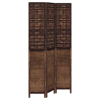 Biombo Separador De 3 Paneles Madera Paulownia Marrón Oscuro Vidaxl