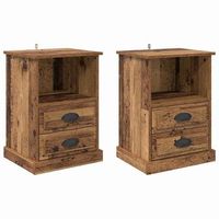 juego de mesitas de noche - armarios de noche con cajon madera vieja 43 x 36 x 60 cm mc6872