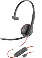 poly blackwire 3210 - blackwire 3200 series - auriculares - on-ear - con cable - cancelacion activa de ruido - usb-c - negro - certificado para skype para empresas