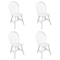 pack 4 uds sillas de comedor  silla de cocina  mueble de comedor madera maciza de caucho blanco
