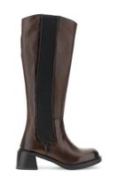 botas de piel con elastico dark brown