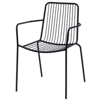 silla menorca apilable negra - fabricada en acero - apta para exterior eme mobiliario