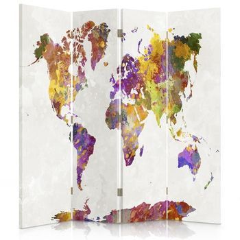Biombo Multi Coloured Map - Separador De Ambientes Cm. 145x180 (4 Paneles)