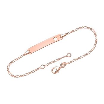 Pulsera de plata 925 corazón grabado placa