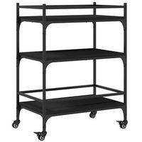 carrito de cocinarestanteria de cocina carrito de servir de madera de ingenieria negro 65x40x865 cm