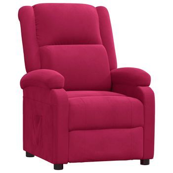 Sillón Reclinable De Terciopelo Rojo Tinto Cfw479312