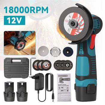 Mini Amoladora Angular de Iones de Litio de 12 V, Herramienta de Pulido y Corte con Velocidad de Corte de 18000 RPM, Protector de Seguridad con Bloqueo, Herramienta de Corte y Pulido de Metal y Madera