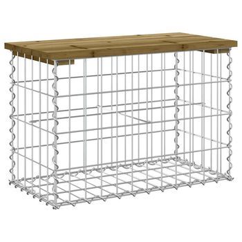 Banco Jardín | Banco De Exterior | Silla De Jardín Diseño Gavión Madera Pino Impregnada 63x31,5x42 Cm