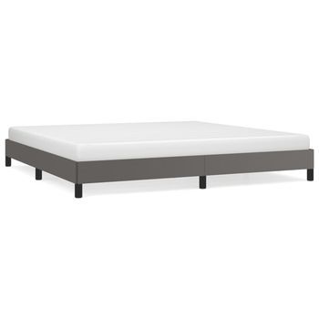 Estructura De Cama Sin Colchón Cuero Sintético Gris 200x200 Cm Vidaxl