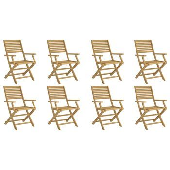 8 Uds Sillas De Jardín | Silla De Exterior | Sillon Jardín Plegables Madera Acacia 54,5x61,5x86,5cm