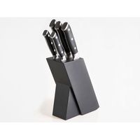 conjunto de 5 cuchillos con bloque modernos de acero inoxidable afilados a mano dureza 54 hrc negro ikeda