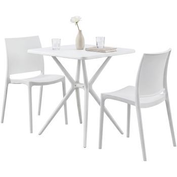 Conjunto De Muebles De Jardin Amino Con 2 Sillas Plástico Blanco 72x156x81 Cm Clp