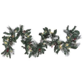 Guirnalda Led Verde Blanco 180 Cm Material Sintético Navidad Piñas Bayas Wapta