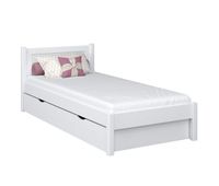cama individual de madera con cajon n02 blanco