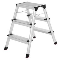 escalera doble de aluminio 33 peldanos plegable ligera 3 kg - plata y negro