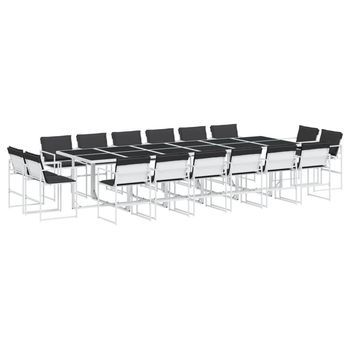 Juego De Comedor De Jardín 17 Piezas Con Cojines Textilene Blanco
