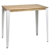mesa lunds alta 60x160x110cm blanca en madera maciza de pino acabado vintage estilo industrial box furniture