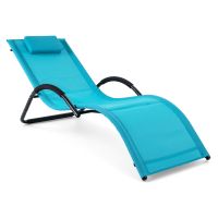 costway tumbona exterior con marco curvo reposacabezas extraible y reposabrazos ergonomicos para patio playa carga 160kg azul