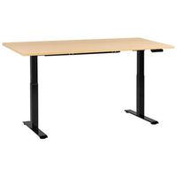 escritorio de altura regulable electrico moderno patas cuadradas 180 x 72 cm tablero marron claro base negra destines