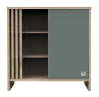 comoda de 1 puerta de color con 3 nichos y