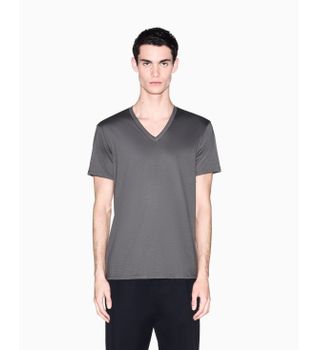 A|X Armani Exchange para hombre. 8NZT75ZJA5ZM8317 Camiseta Escote V gris (M), Casual, Algodón, Manga corta