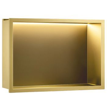 Estante De Baño Rea Brush Gold 30x45 Led