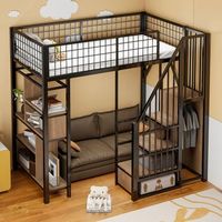 cama alta de metal 90 x 200 cm con escalera y espacio de almacenamiento