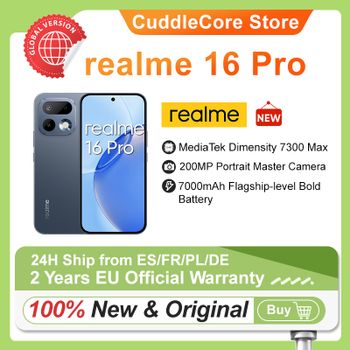 Smartphone Realme 16 Pro 5G Edición Euro, pantalla de 144hz, cámara de 200mp, batería de 6500mah, carga de 45W.